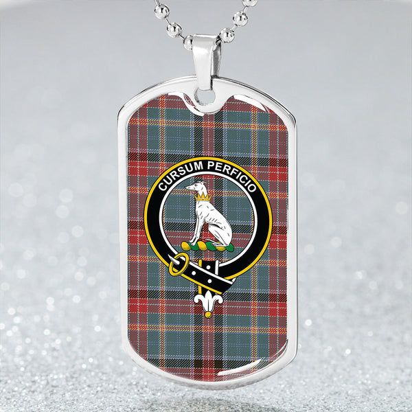 Hunter Old Weathered Clan Badge Classic Tartan Dog Tag Necklace