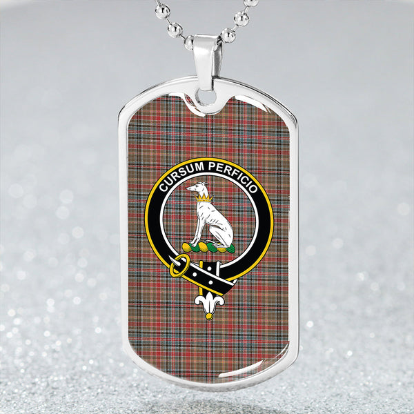 Hunter Old #2 Weathered Clan Badge Classic Tartan Dog Tag Necklace