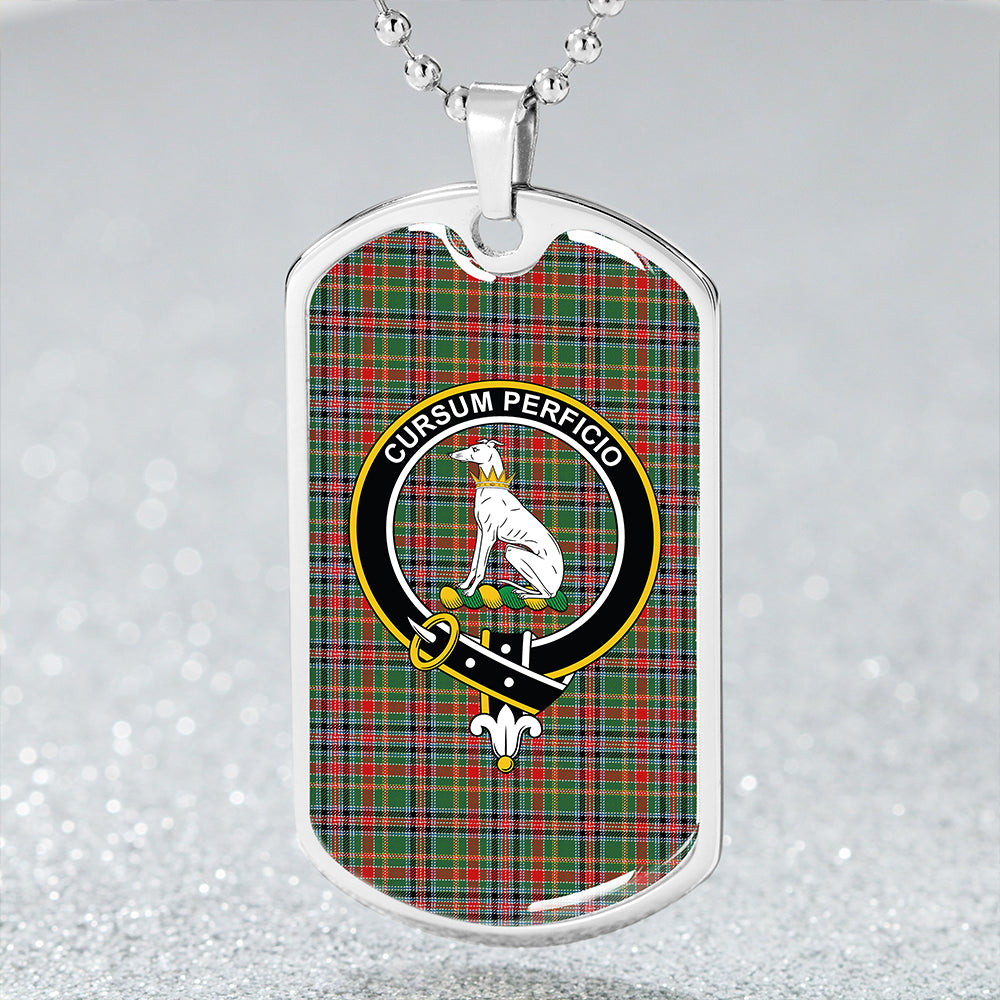 Hunter Old #3 Weathered Clan Badge Classic Tartan Dog Tag Necklace