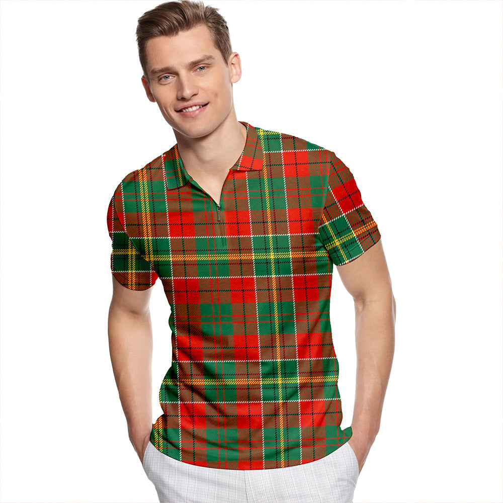 Hunter USA Ancient Tartan Classic Lapel Zip Short Sleeve Polo