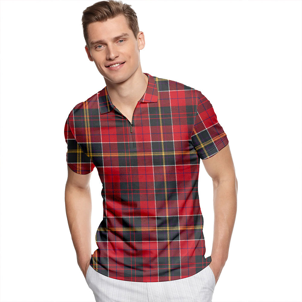 Hunter USA Weathered Tartan Classic Lapel Zip Short Sleeve Polo