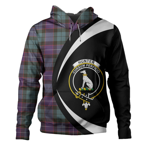 Hunter Weathered Clan Badge Tartan Hoodie Circle Style