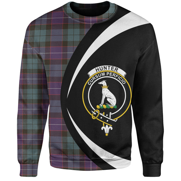 Hunter Weathered Clan Badge Tartan Sweatshirt Circle Style Personalized