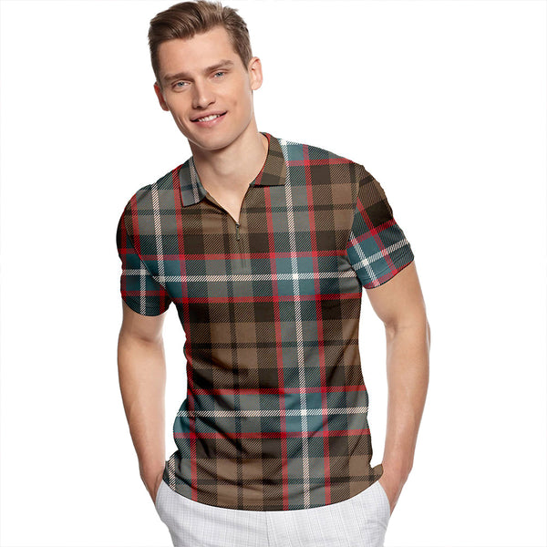 Hunter #2 Weathered Tartan Classic Lapel Zip Short Sleeve Polo