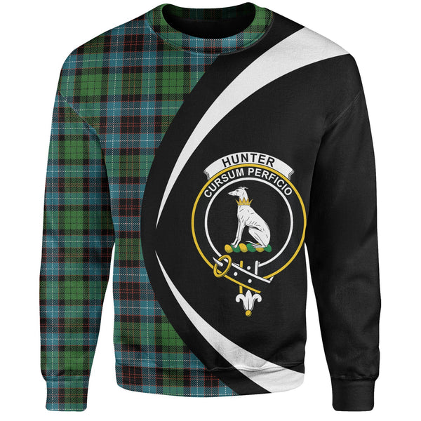 Hunter of Peebleshire Ancient Clan Badge Tartan Sweatshirt Circle Style Personalized