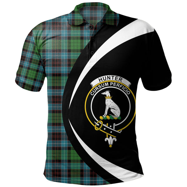 Hunter of Peebleshire Ancient Clan Badge Tartan Polo Shirt Circle Style Personalized