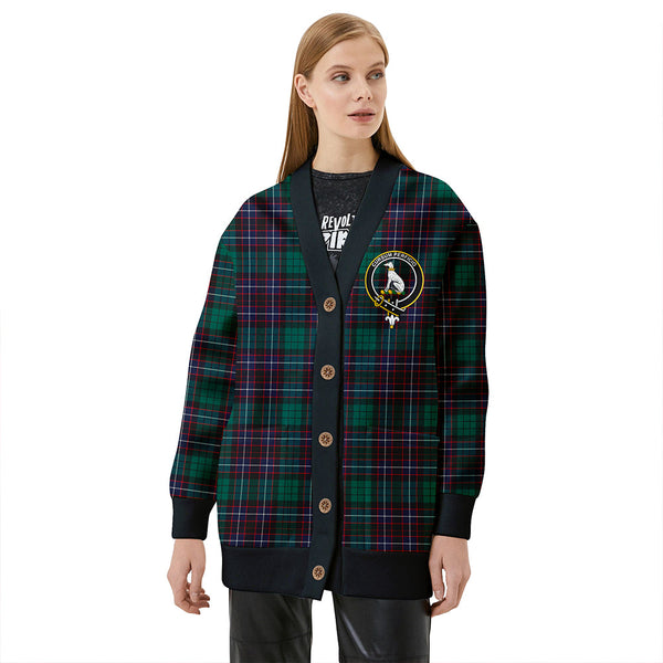 Hunter of Peebleshire Modern Clan Badge Tartan V-neck Cardigan