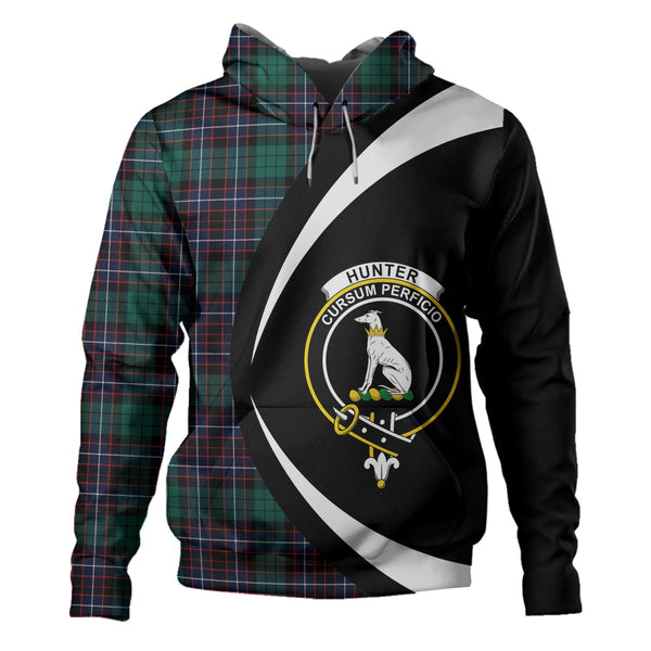 Hunter of Peebleshire Modern Clan Badge Tartan Hoodie Circle Style