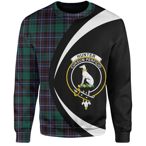 Hunter of Peebleshire Modern Clan Badge Tartan Sweatshirt Circle Style Personalized