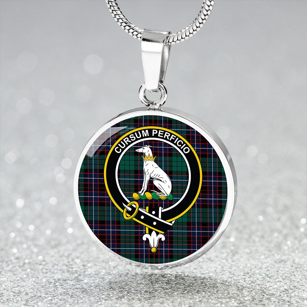 Hunter of Peebleshire Modern Clan Badge Tartan Classic Circle Necklace