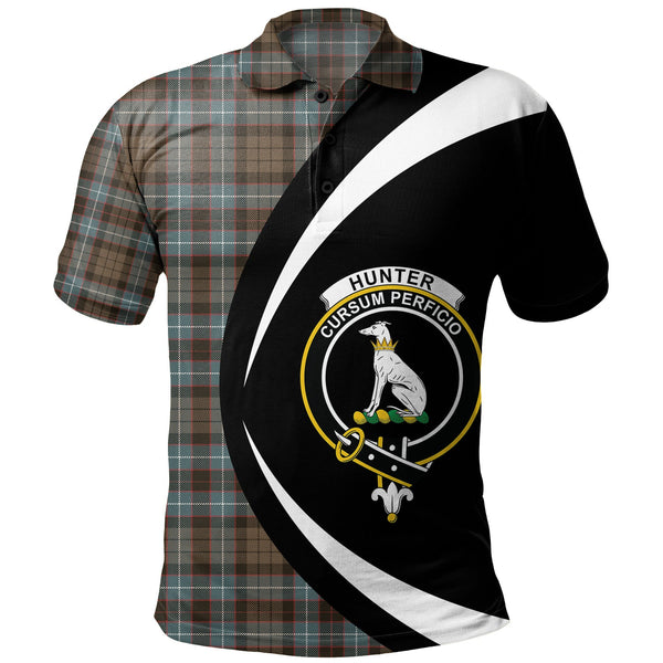 Hunter of Peebleshire Weathered Clan Badge Tartan Polo Shirt Circle Style Personalized