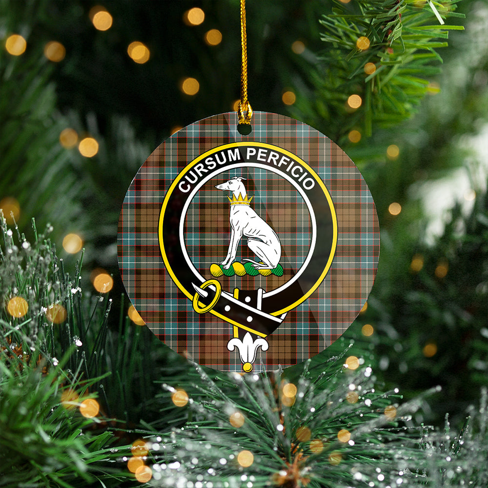 Hunter of Peebleshire Weathered Clan Badge Tartan Plastic Christmas Ornaments