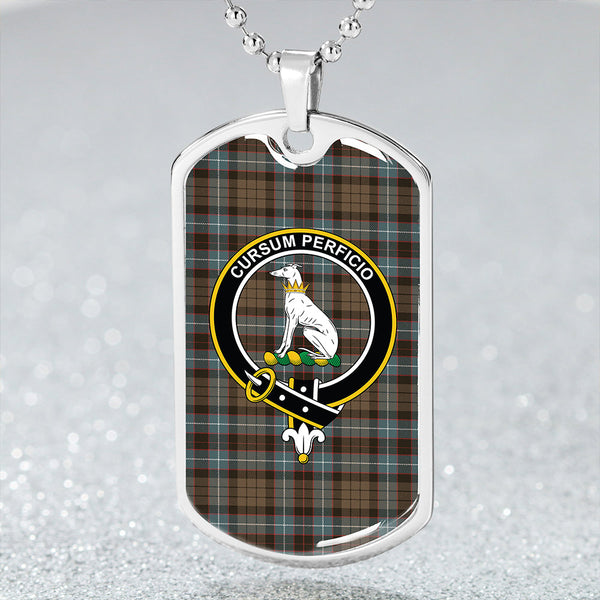 Hunter of Peebleshire Weathered Clan Badge Classic Tartan Dog Tag Necklace