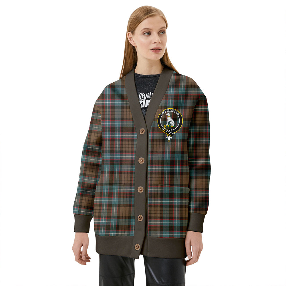 Hunter of Peebleshire Weathered Clan Badge Tartan V-neck Cardigan