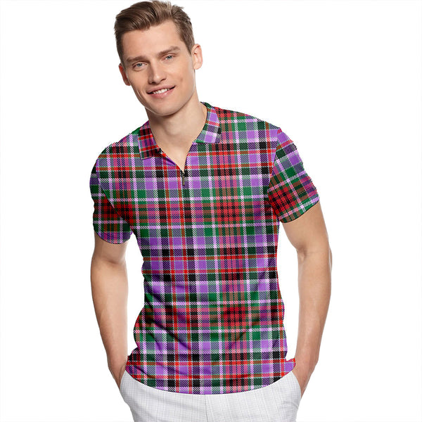 Huntly Ancient Tartan Classic Lapel Zip Short Sleeve Polo