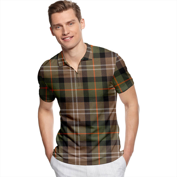 Huntly District #2 Ancient Tartan Classic Lapel Zip Short Sleeve Polo