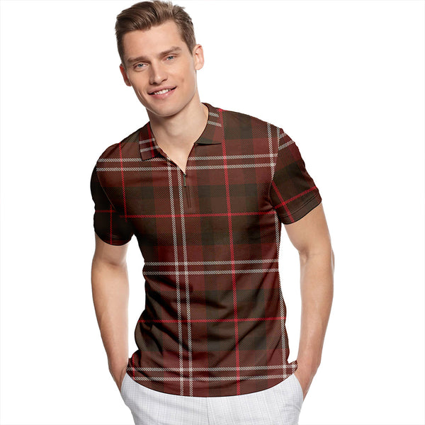 Huntly District #2 Weathered Tartan Classic Lapel Zip Short Sleeve Polo