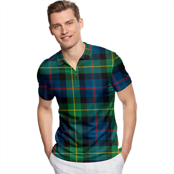 Huntly Gordon Gathering 2000 Modern Tartan Classic Lapel Zip Short Sleeve Polo