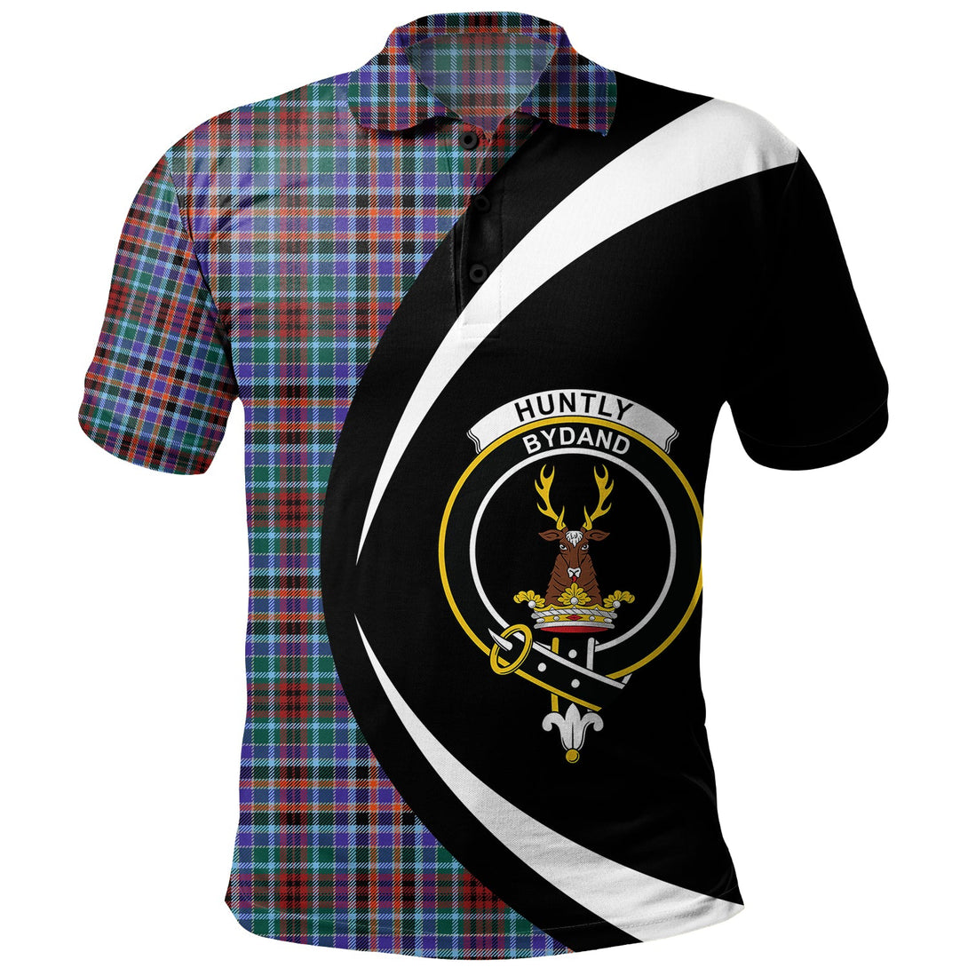 Huntly Modern Clan Badge Tartan Polo Shirt Circle Style Personalized