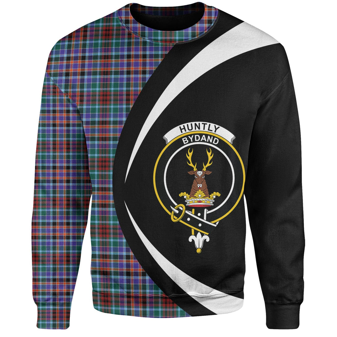 Huntly Modern Clan Badge Tartan Sweatshirt Circle Style Personalized