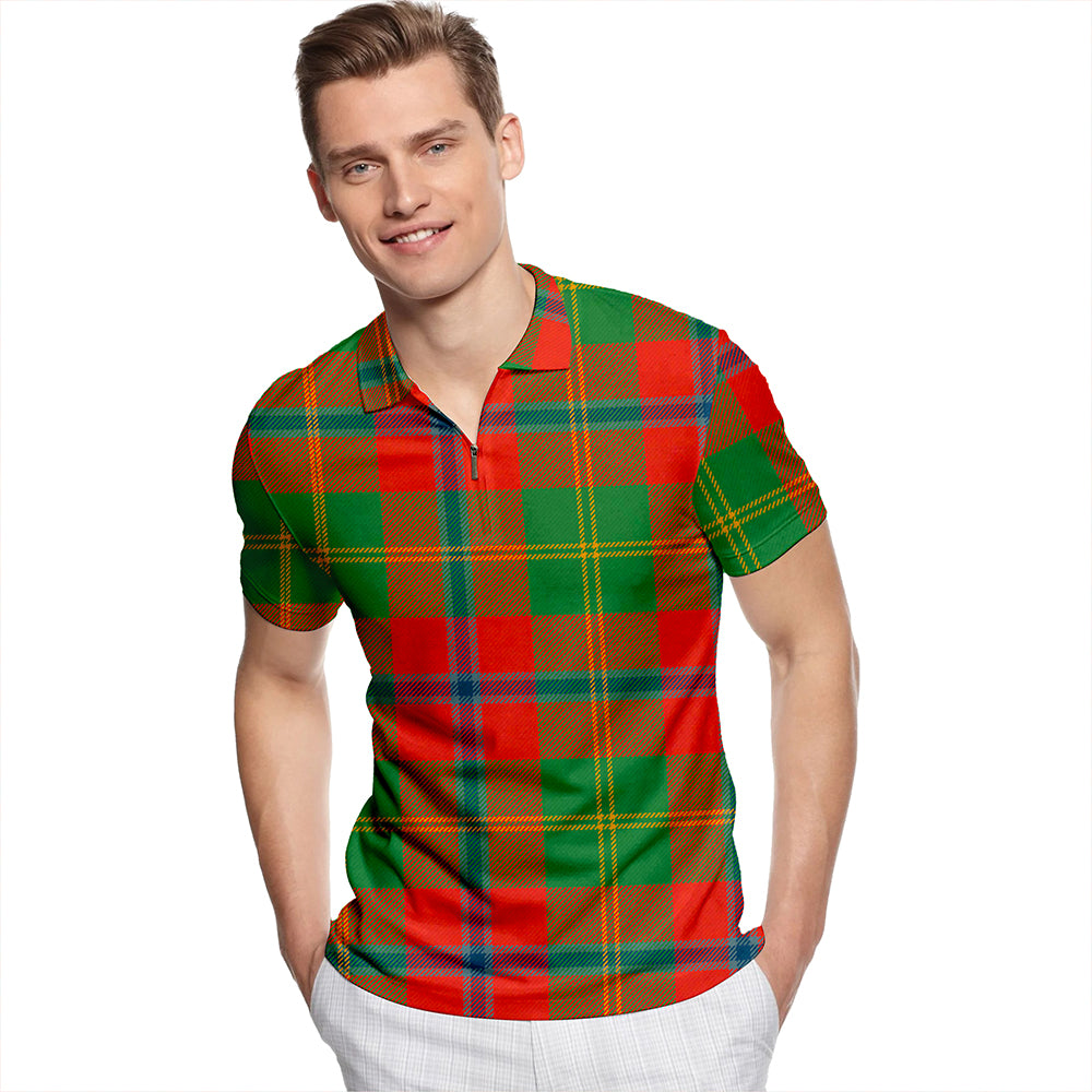 Hutcheson Ancient Tartan Classic Lapel Zip Short Sleeve Polo