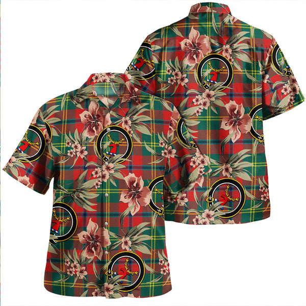 Hutcheson Modern Clan Badge Tartan Aloha Hawaiian Shirt Tropical Old Style