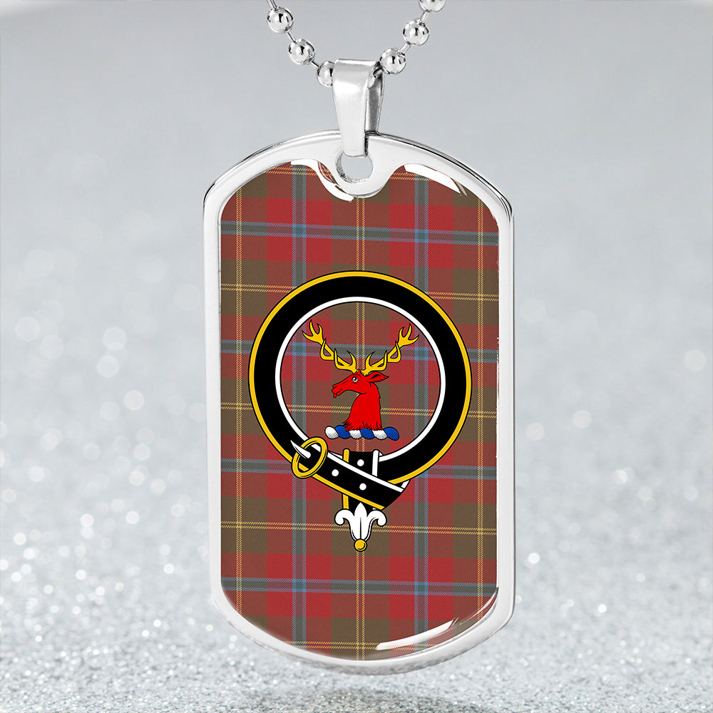 Hutcheson Weathered Clan Badge Classic Tartan Dog Tag Necklace