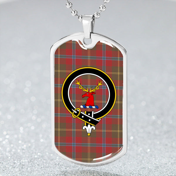 Hutcheson Weathered Clan Badge Classic Tartan Dog Tag Necklace