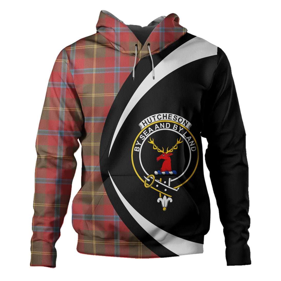 Hutcheson Weathered Clan Badge Tartan Hoodie Circle Style