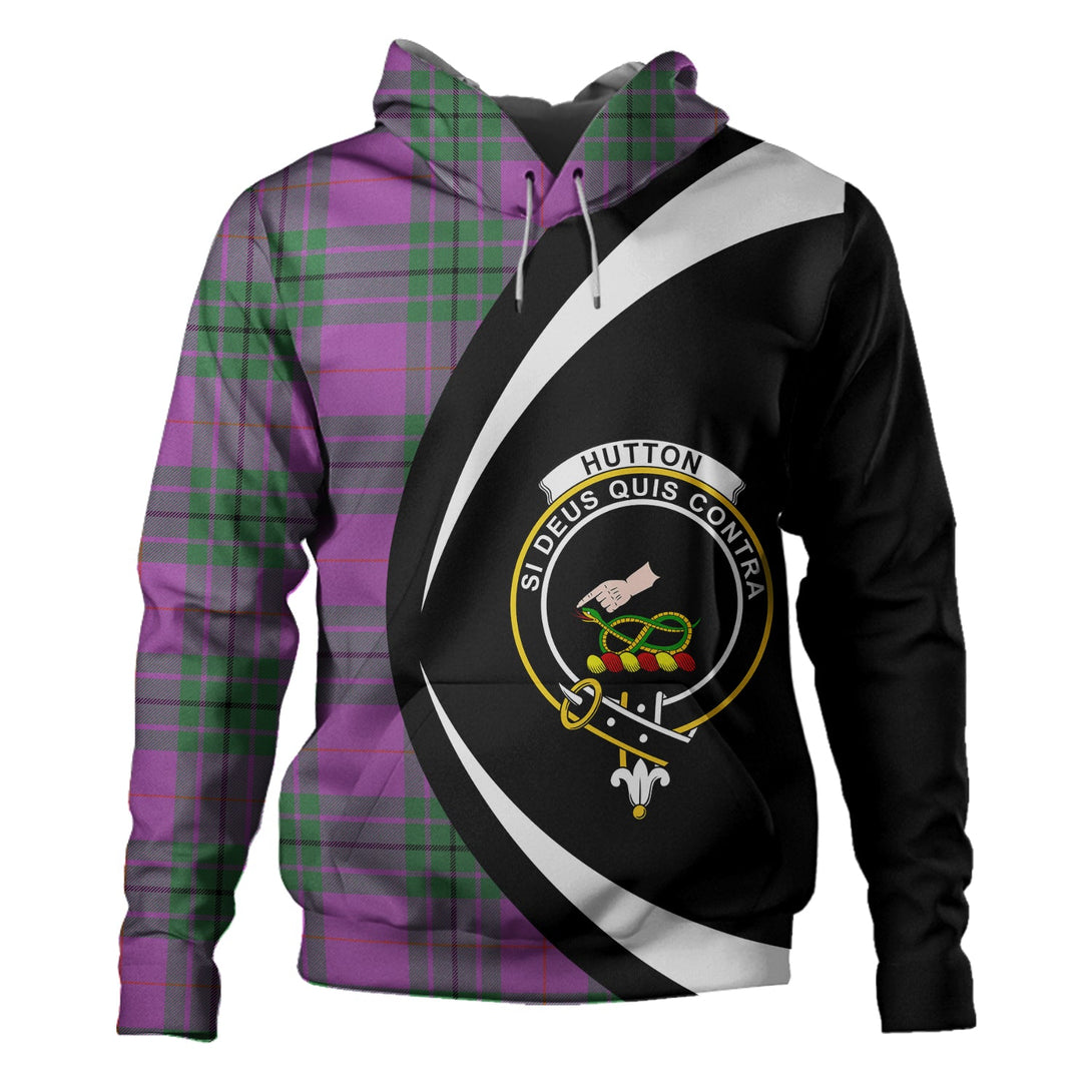 Hutton Ancient Clan Badge Tartan Hoodie Circle Style