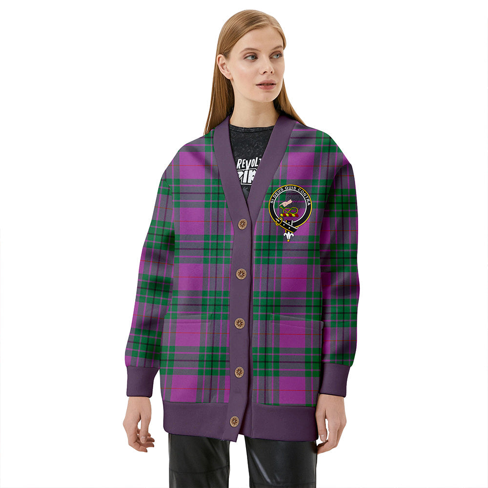 Hutton Ancient Clan Badge Tartan V-neck Cardigan