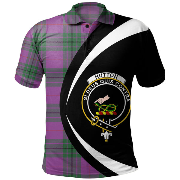 Hutton Ancient Clan Badge Tartan Polo Shirt Circle Style Personalized