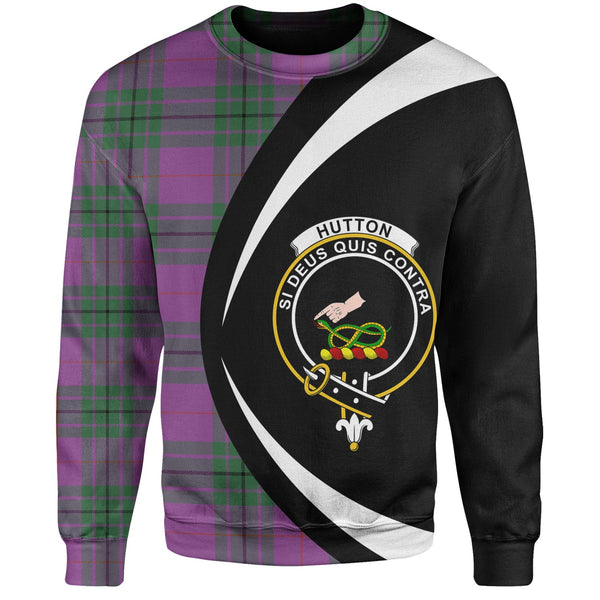 Hutton Ancient Clan Badge Tartan Sweatshirt Circle Style Personalized