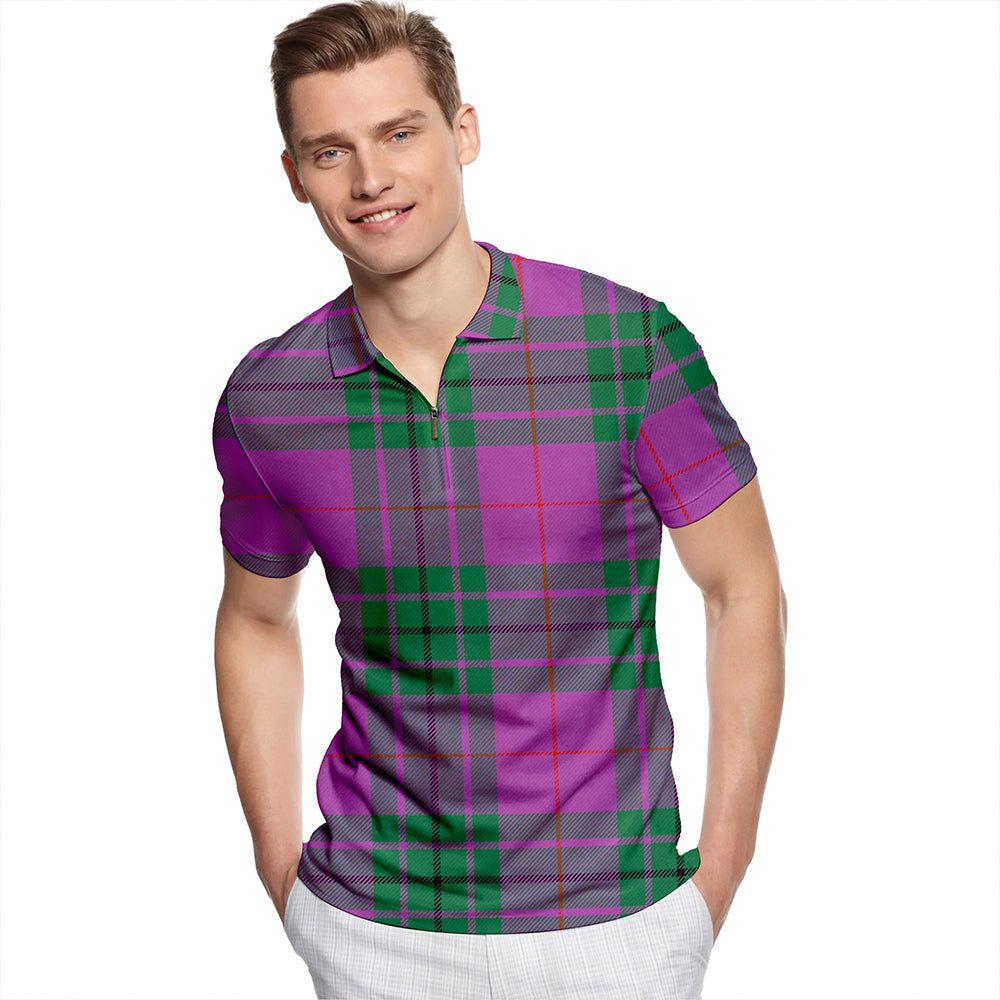 Hutton Ancient Tartan Classic Lapel Zip Short Sleeve Polo