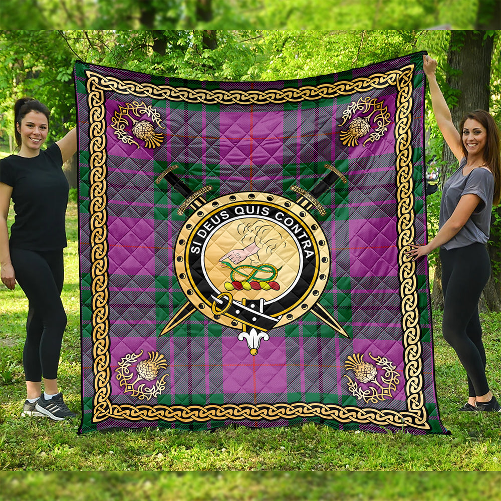 Hutton Ancient Clan Badge Tartan Premium Quilt Celtic Shield