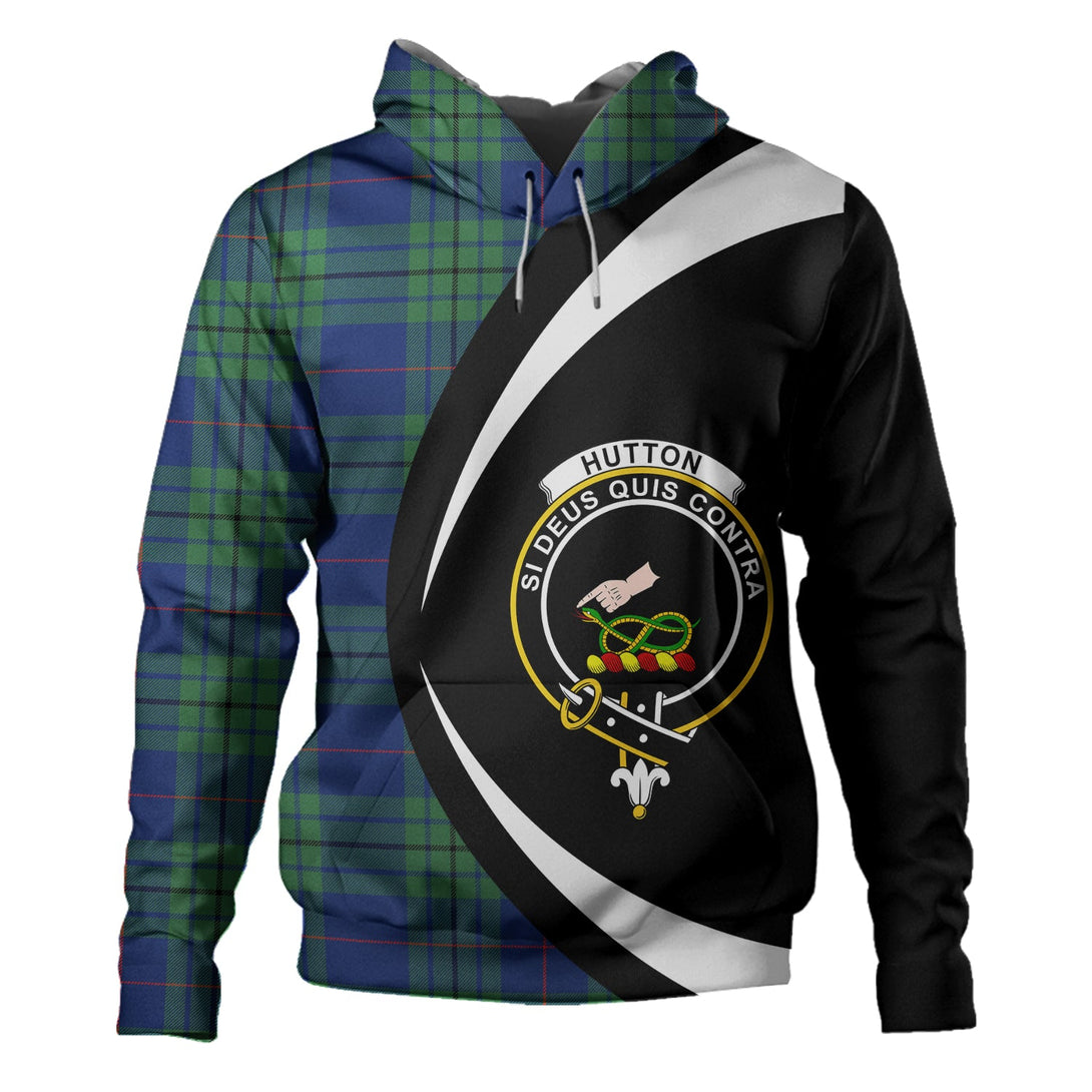 Hutton Modern Clan Badge Tartan Hoodie Circle Style