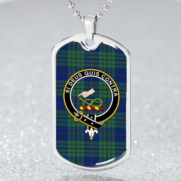 Hutton Modern Clan Badge Classic Tartan Dog Tag Necklace