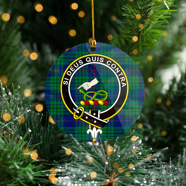 Hutton Modern Clan Badge Tartan Plastic Christmas Ornaments