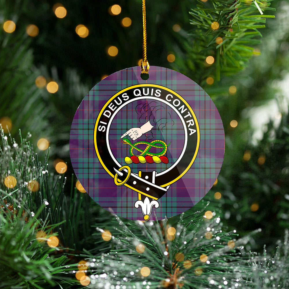 Hutton Weathered Clan Badge Tartan Plastic Christmas Ornaments