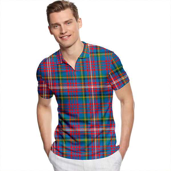 Hyndman Modern Tartan Classic Lapel Zip Short Sleeve Polo