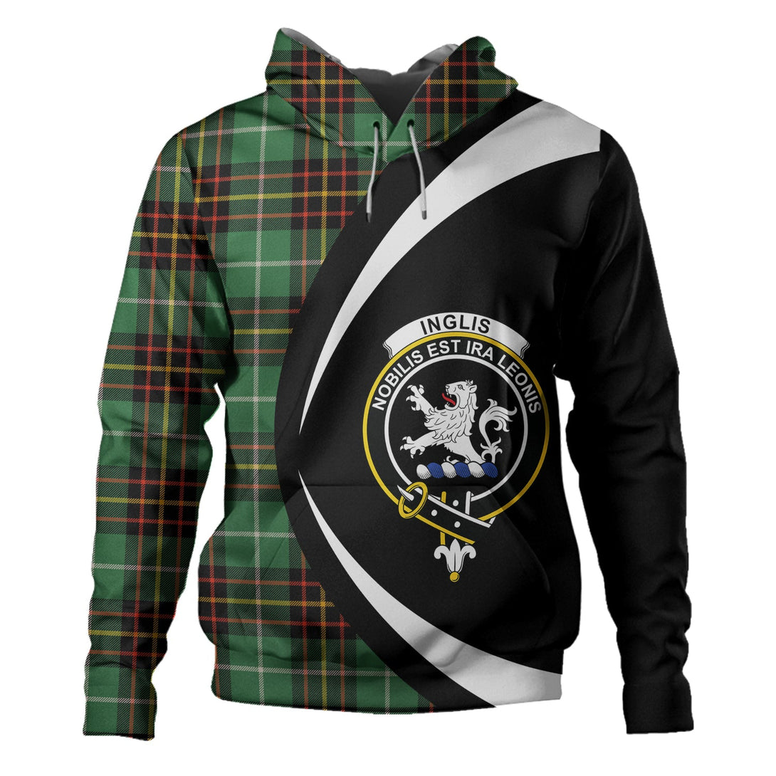 Inglis Ancient Clan Badge Tartan Hoodie Circle Style