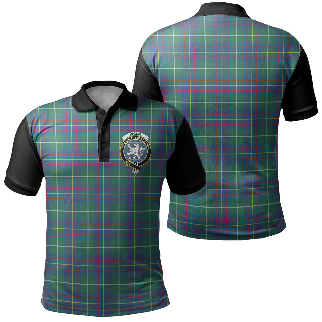 Inglis Ancient Tartan Crest Polo Shirt Black Neck 1 Style