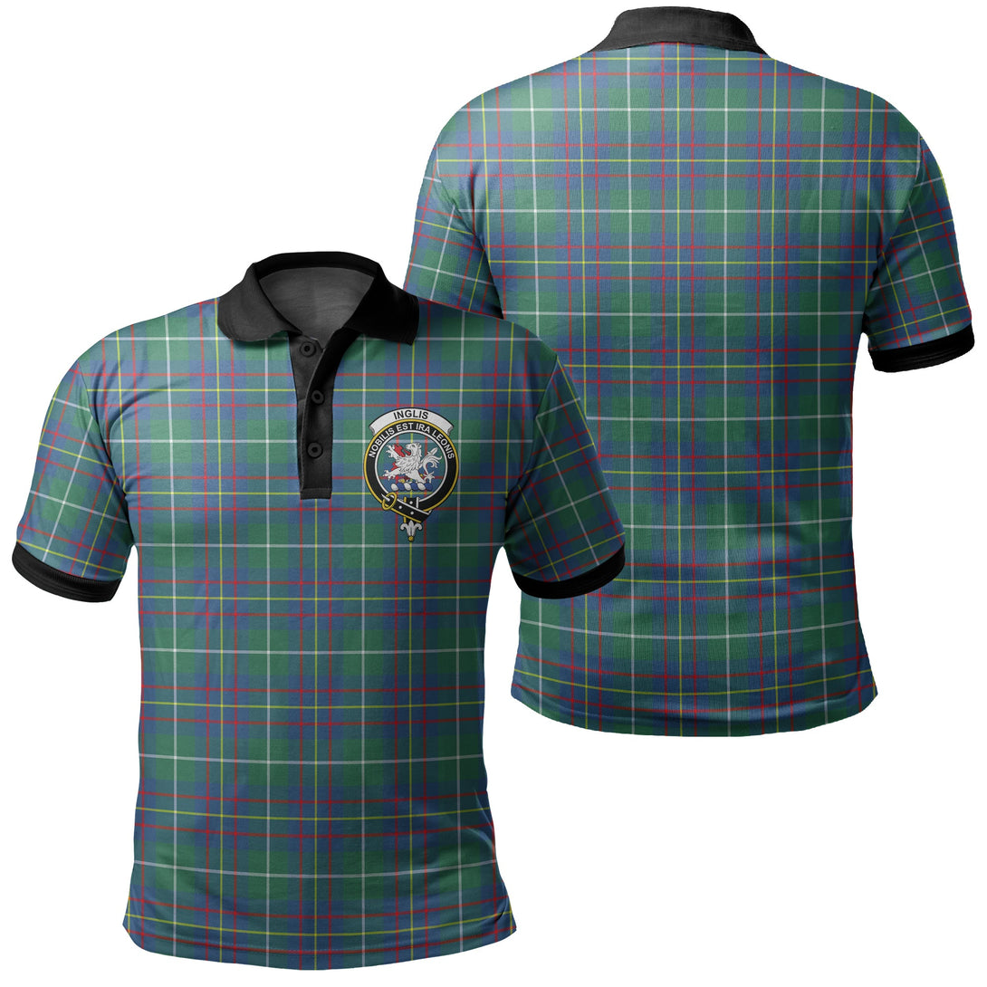 Inglis Ancient Tartan Crest Polo Shirt Black Neck 2 Style