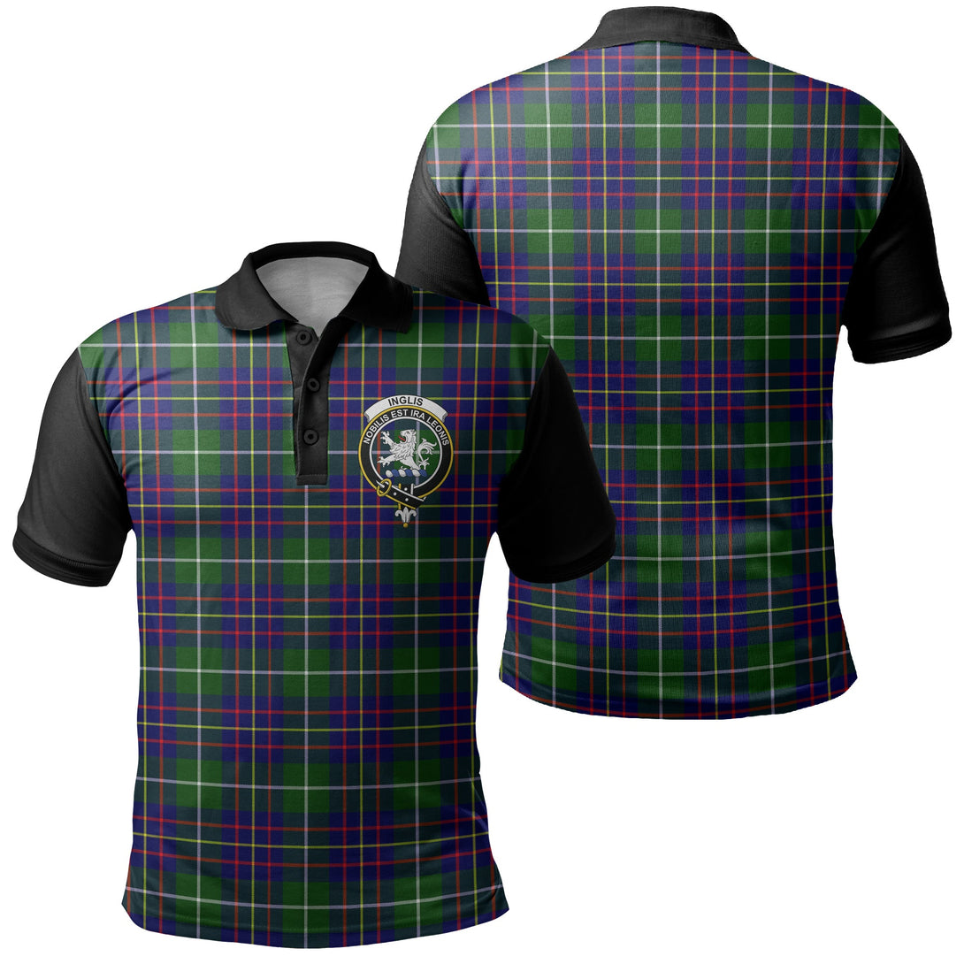 Inglis Modern Tartan Crest Polo Shirt Black Neck 1 Style