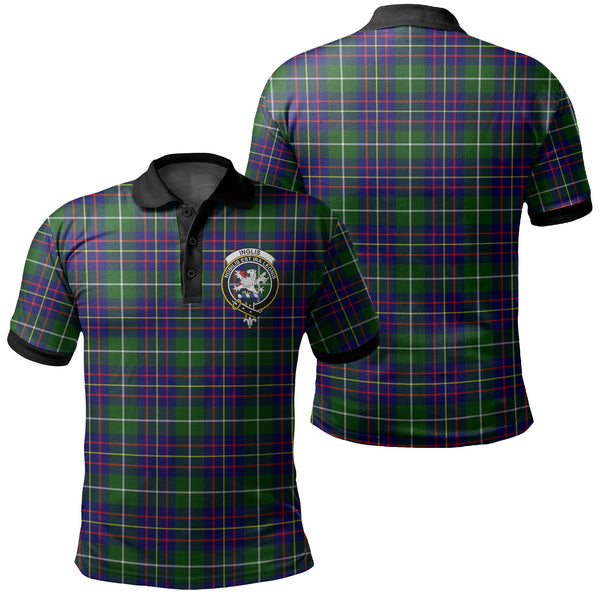 Inglis Modern Tartan Crest Polo Shirt Black Neck 2 Style