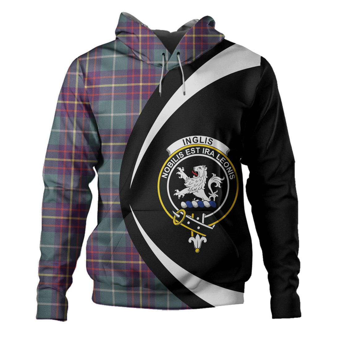 Inglis Weathered Clan Badge Tartan Hoodie Circle Style