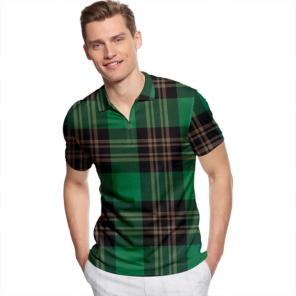 Inkster Ancient Tartan Classic Lapel Zip Short Sleeve Polo