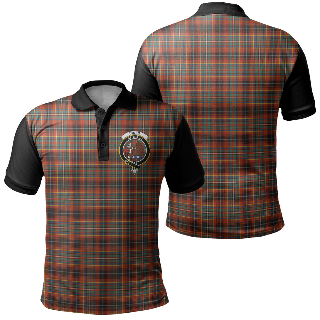 Innes Ancient Tartan Crest Polo Shirt Black Neck 1 Style