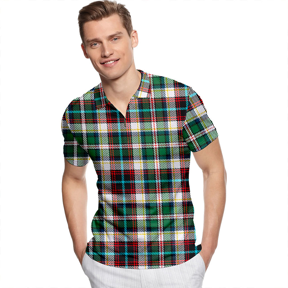 Innes Dress Dance Tartan Classic Lapel Zip Short Sleeve Polo