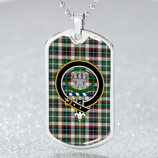 Innes Green Dress Ancient Clan Badge Classic Tartan Dog Tag Necklace